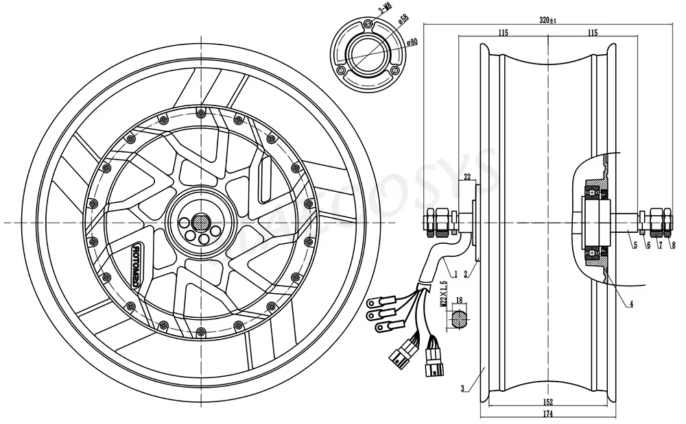 12000W Electric Motorcycle Hub Motor - QSMotor 17X6.0 дюймов 70H 12000W V4